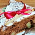 chocolate, pear and almond cake slice