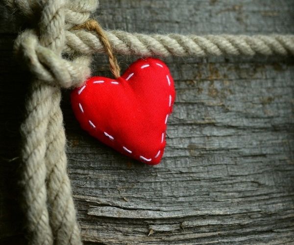 sewn heart Valentine's Day