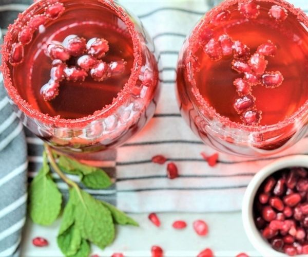 pomegranate mint prosecco valentine's day cocktail