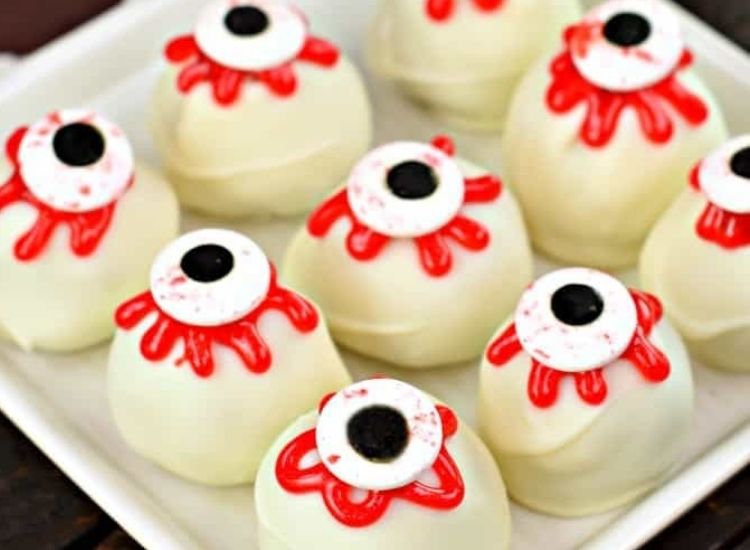 spooky red velvet eyeballs Halloween treats