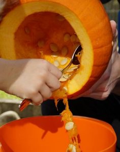 carving and cutting the pumpkin