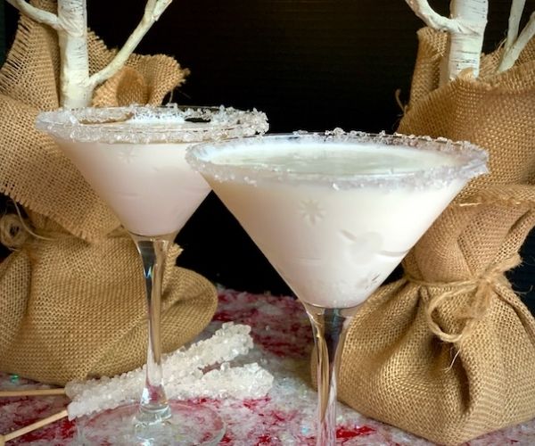 festive white chocolate snowflakes martini