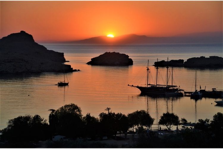 Rhodes Greece Mediterranean Sunset Sailing Yachts 
